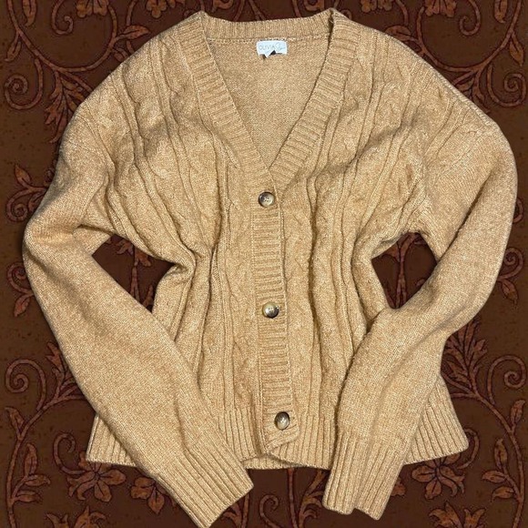 Vintage Inspired Olivia Sky camel Knit Cardigan‎ - Picture 3 of 6